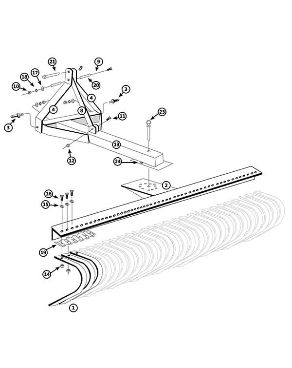 5' & 6' Landscape Rake Main Assembly